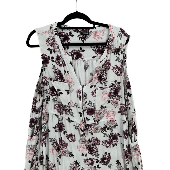 Torrid Womens Size 3 Floral Tank Top Knee Length Dress With Pockets Zip Floral - Picture 5 of 7